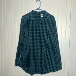 Vintage Woolrich 100% Cotton Flannel Plaid Shirt 4061 Pine Green Mens Size Large